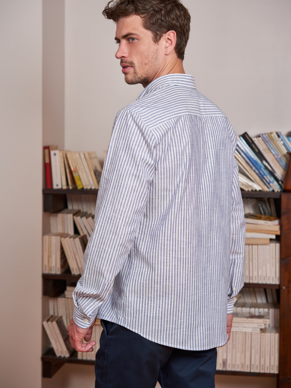 Chemise chambray Émile rayé bleu