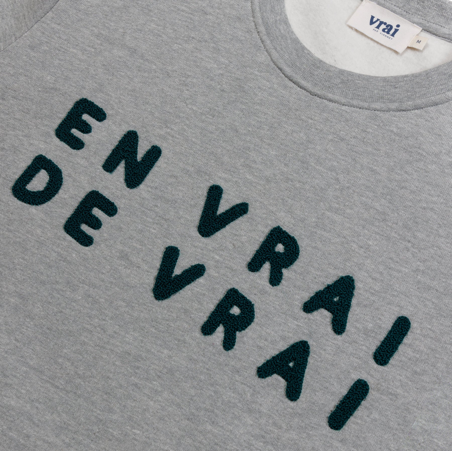 Sweat "En vrai de vrai" gris