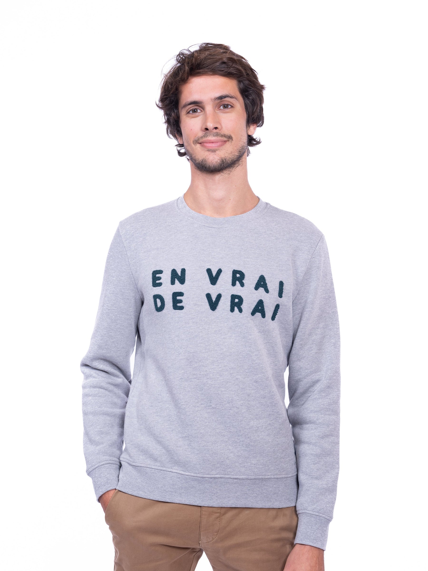 Sweat "En vrai de vrai" gris