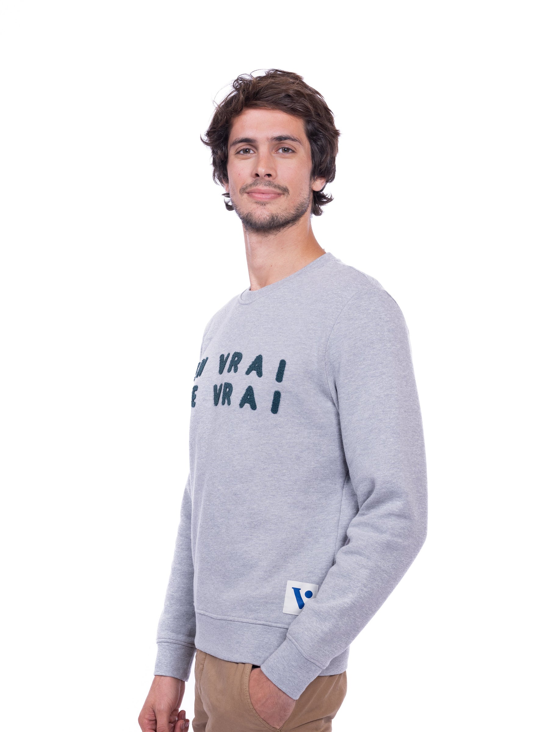 Sweat "En vrai de vrai" gris
