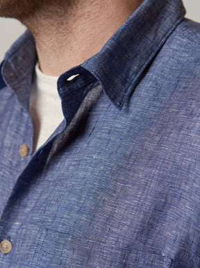 Chemise lin chambray bleu