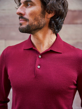 Pull en laine col polo Jonas bordeaux