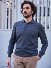 Pull en laine col polo Jonas gris foncé