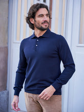 Pull en laine col polo Jonas bleu marine