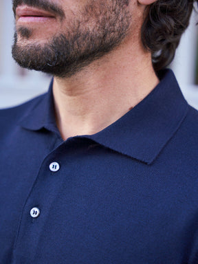 Pull en laine col polo Jonas bleu marine