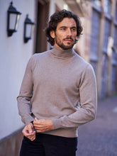 Pull col roulé en laine Henry beige