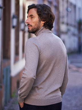 Pull col roulé en laine Henry beige