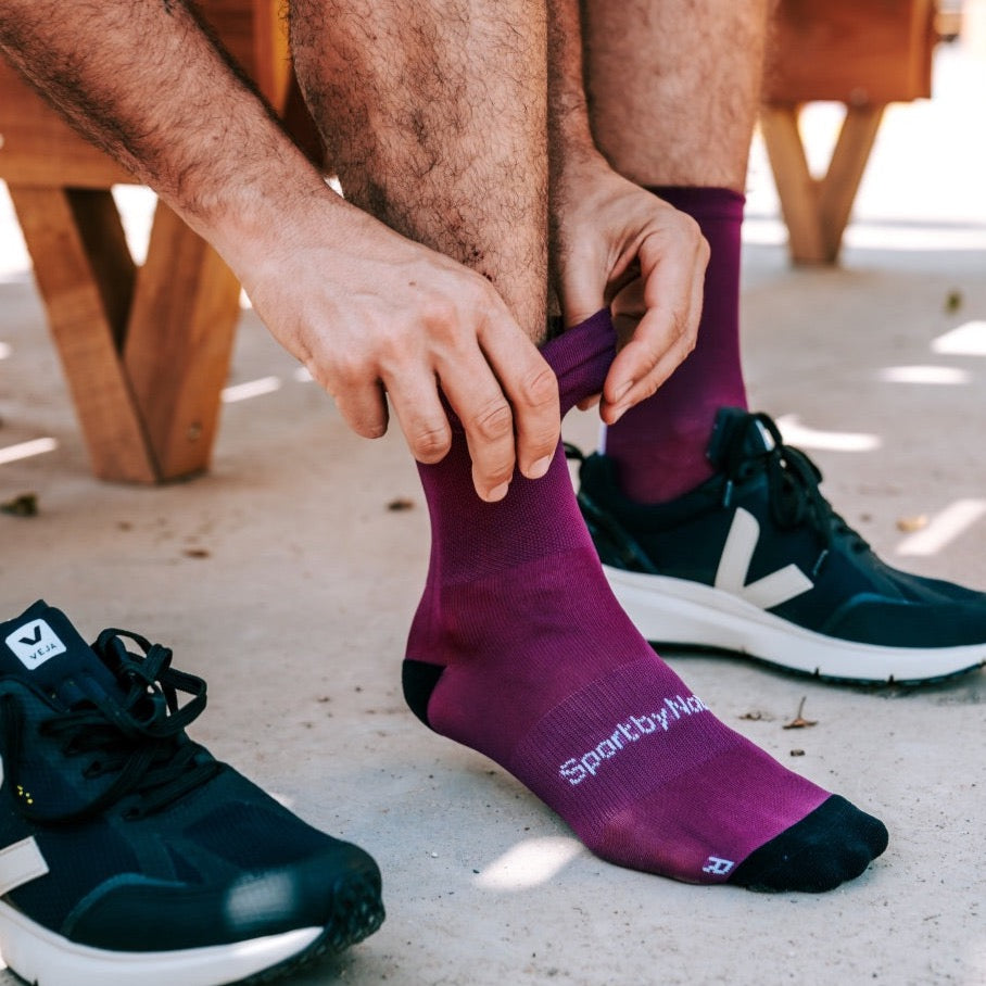 Chaussettes running/cycling violettes
