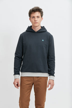 Sweat capuche bleu et gris