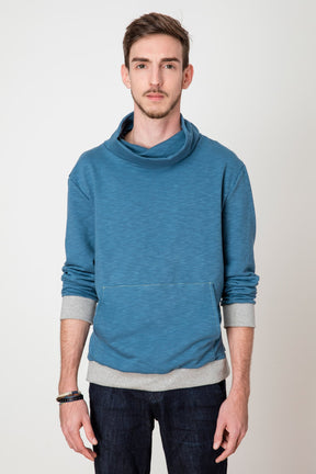 Sweat col haut turquoise