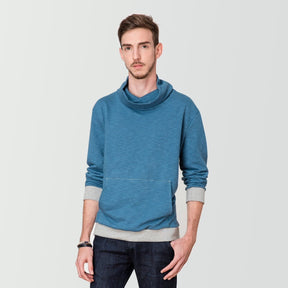 Sweat col haut turquoise